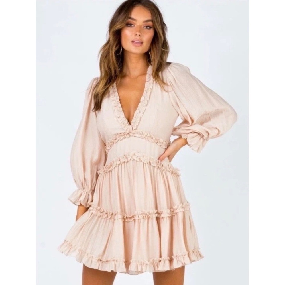 Vici Tiered Ruffle Ballon Sleeve Coquette Mini Dress Size Small New